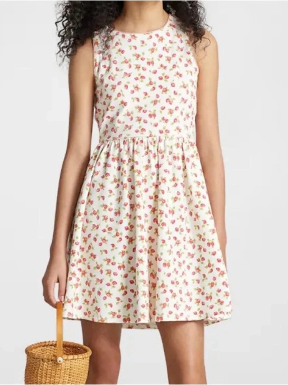 Ralph Lauren Strawberry Stretch Jersey Dress Cream Tank Sleeveless Large 12 / 14